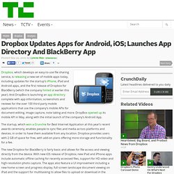 Dropbox Updates Apps for Android, iOS; Launches App Directory And BlackBerry App