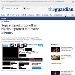 Sopa support drops off as blackout protest rattles the internet