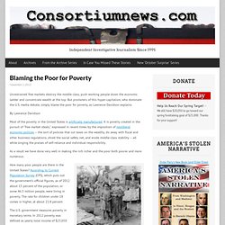 Blaming the Poor for Poverty