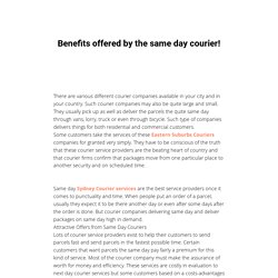 Benefits offered by the same day courier!