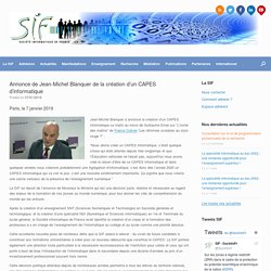 2019/01/17 Annonce de Jean-Michel Blanquer de la création d’un CAPES d’informatique – SIF