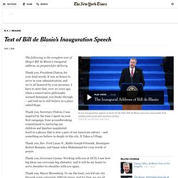 Text of Bill de Blasio’s Inauguration Speech