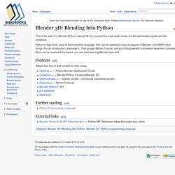 Blender 3D: Blending Into Python