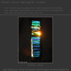 Light Blessings, Arrow-slit design stained glass window feature for exterior wall - art sculpture glass stained window garden architectural