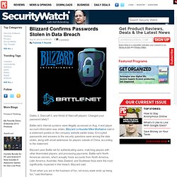 Blizzard Confirms Passwords Stolen in Data Breach