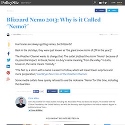 Blizzard Nemo 2013: Why is it Called "Nemo?"