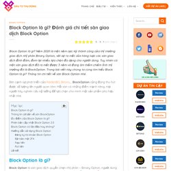 Block Option là gì? Đánh giá sàn giao dịch BlockOption [2021]