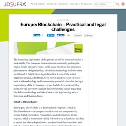 Europe: Blockchain â Practical and legal challenges