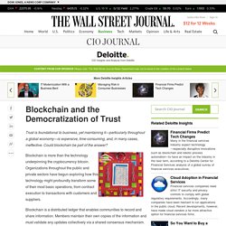 Blockchain and the Democratization of Trust - CIO Journal - WSJ