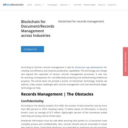 Blockchain for Document/Records Management across Industries