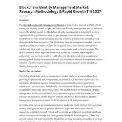 Blockchain Identity Management Market: Research Methodology & Rapid Growth Till 2027 – Telegraph