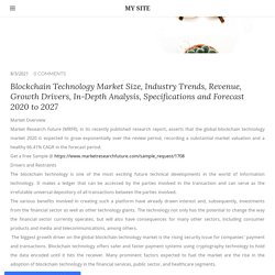 Blockchain Technology Market Size, Industry Trends, Revenue, Growth Drivers, In-Depth Analysis, Specifications and Forecast 2020 to 2027 - MY SITE