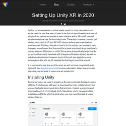 Blog - Setting Up Unity XR in 2020