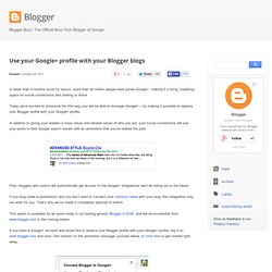 Use your Google+ profile with your Blogger blogs