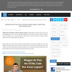 Blogger Post Me HTML Code Box Kaise Lagaye
