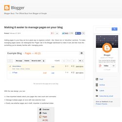 Making it easier to manage pages on your blog
