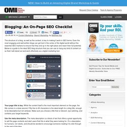 Blogging: An On Page SEO Checklist