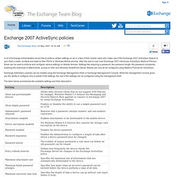 Exchange 2007 ActiveSync policies - Exchange Team Blog