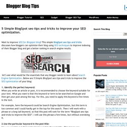 5 Simple BlogSpot seo tips and tricks to improve the SEO.