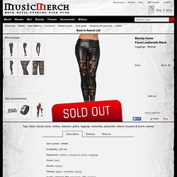 Music Merch - Bloody Home - Floral Leatherette Black - Leggings - Woman