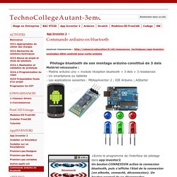 Commande arduino en bluetooth - TechnoCollegeAutant-3eme