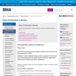 BMA - How to become a doctor