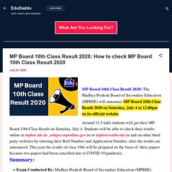 MP Board 10th Class Result 2020: How to check MP Board 10th Class Result 2020