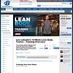 Lee Labrada's 12 Week Lean Body Trainer - Training Overview