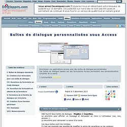 Boîtes de dialogue personnalisées sous Access