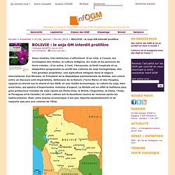 INFOGM - JANV 2014 - BOLIVIE : le soja GM interdit prolifère