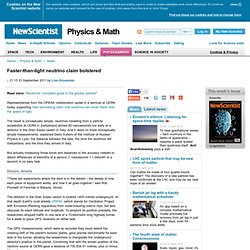 Faster-than-light neutrino claim bolstered - physics-math - 23 September 2011