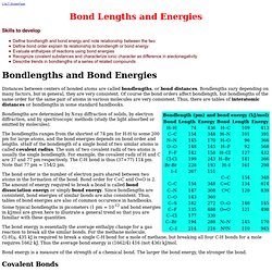 Bond Lengths and Energies