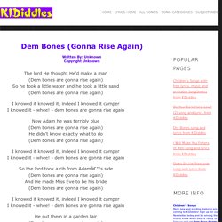 Dem Bones (Gonna Rise Again) song and lyrics from KIDiddles