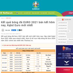 Kết quả bóng đá EURO 2021 bán kết hôm nay, Kqbd Euro mới nhất