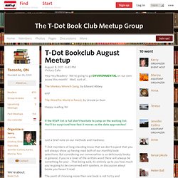 T-Dot Bookclub August Meetup - The T-Dot Book Club Meetup Group (Toronto, ON