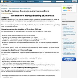 Method to manage booking on American Airlines
