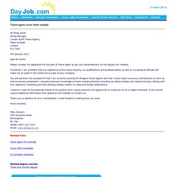 Travel agent cover letter sample, text font, booking holidays, paragraphs, address, contact details