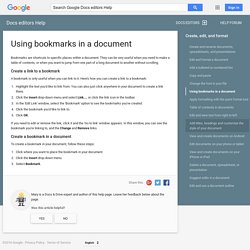 Using bookmarks in a document - Docs editors Help