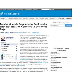 Facebook Adds Page Admin Bookmarks with Notification Counters to the Home Page