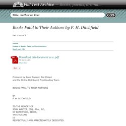 Books Fatal to Their Authors by P. H. Ditchfield
