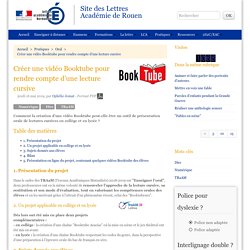 Créer une vidéo Booktube pour rendre compte d'une lecture cursive - Site des Lettres Académie de Rouen