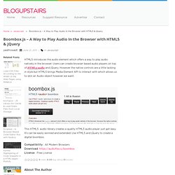 Boombox.js - A Way to Play Audio In the Browser with HTML5 & jQuery