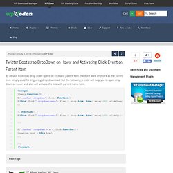 Twitter Bootstrap DropDown on Hover and Activating Click Event on Parent Item » WP Eden
