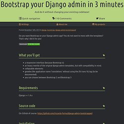 Bootstrap your Django admin in 3 minutes - Python / Javascript / Django coding notes by Riccardo Forina