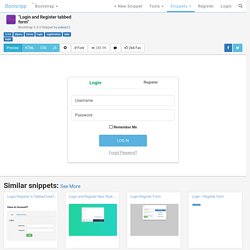 Bootstrap Snippet Login and Register tabbed form using HTML CSS Bootstrap jQuery