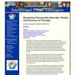 Borderline Personality Disorder: Profile and Process of Therapy