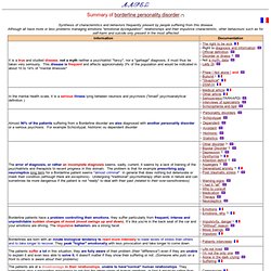 Borderline personality disorder synthesis - BPD