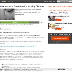 Advocacy for Borderline Personality Disorder