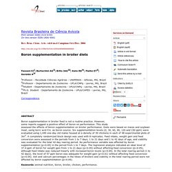 Boron supplementation in broiler diets