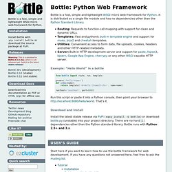 Bottle: Python Web Framework — Bottle 0.11.dev documentation